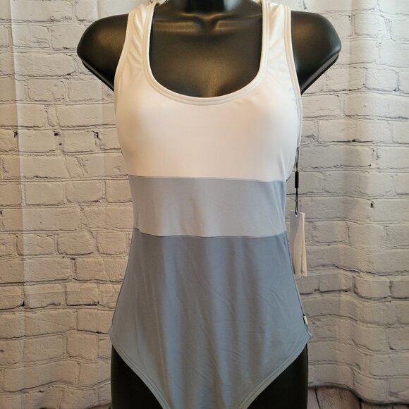 Calvin Klein Colorblocked Cross-Back One-Piece - Picture 1 of 4